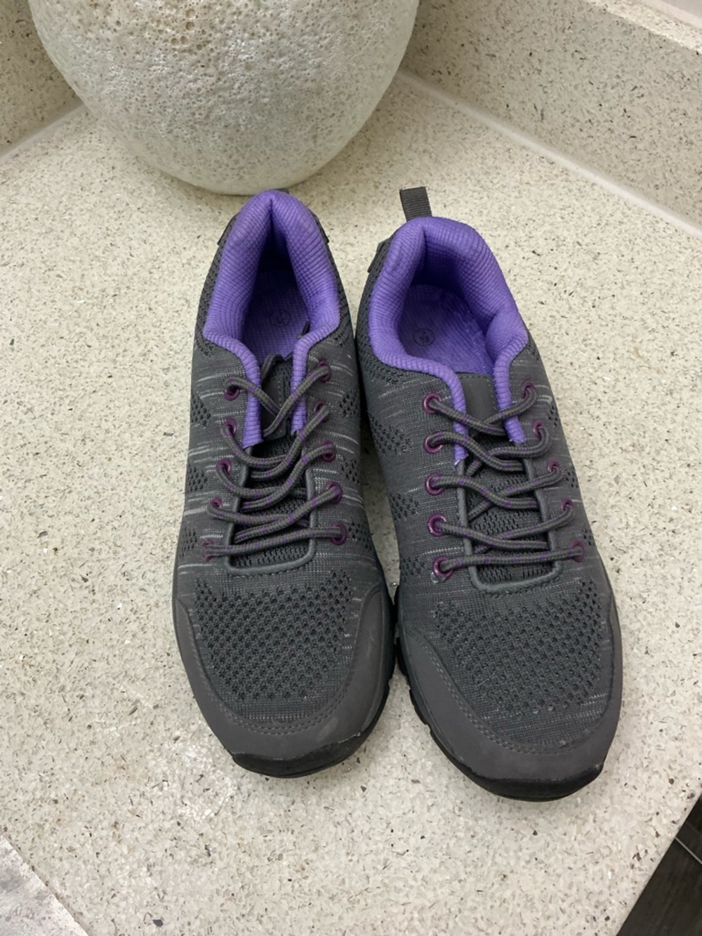 Women’s Gray and Purple Athletic Walking Shoes